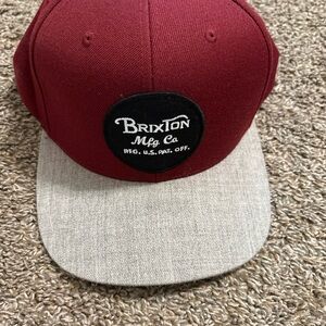 Brixton Burgundy and Light Gray Cap